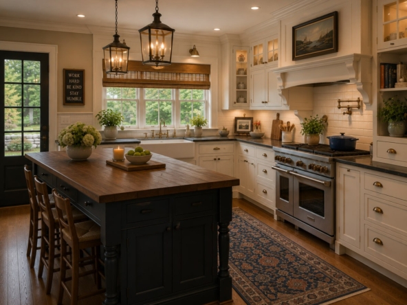 Southern NH mortgage rates kitchen in New England farmhouse home