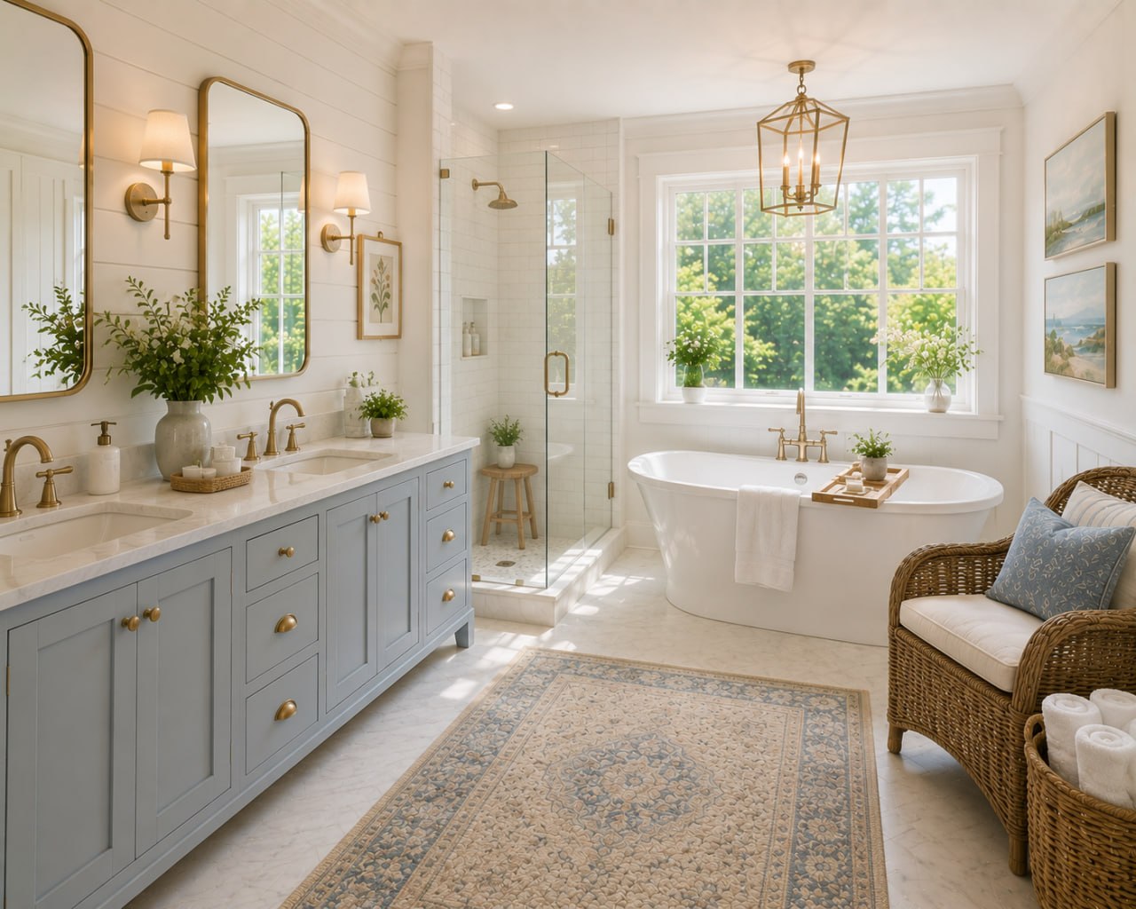 Primary bathroom with spa finishes and serene details, reflecting why back-to-school Southern NH homes appeal to relocating families.