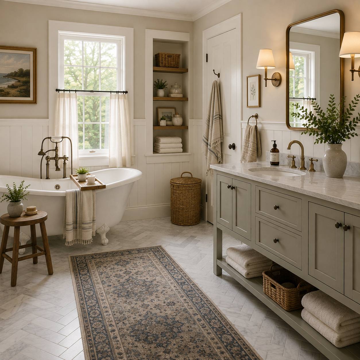 Nashua housing market example bright spa-like primary bathroom