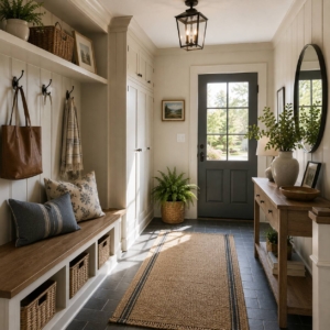 Nashua home prices July 2026, classic New England entry hall of a Southern NH home