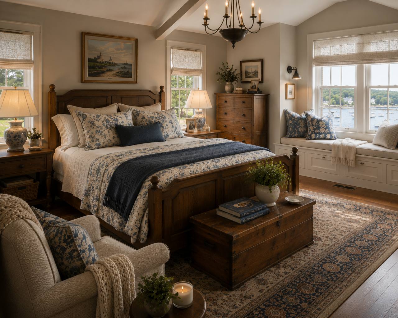 Bright New England coastal primary bedroom—why stable mortgage rates matter for Southern NH real estate buyers in August 2026
